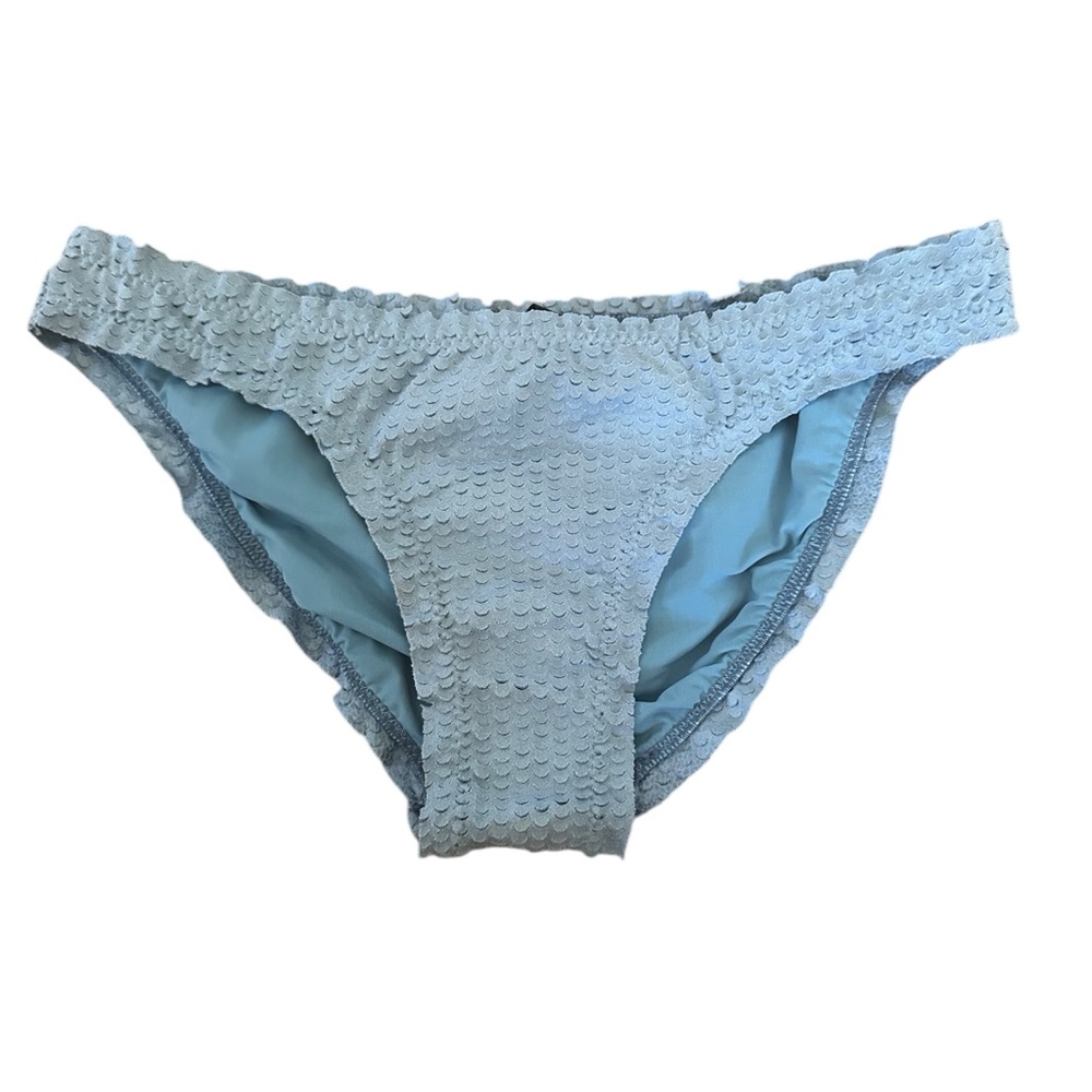 Pale Blue Textured Women Brazilian Cut Bikini Underwear Xs